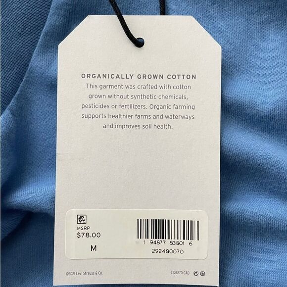 Levi’s Made & Crafted Blue T-Shirt With Embroidered Detail On Pocket Men’s Sz M - Picture 6 of 9